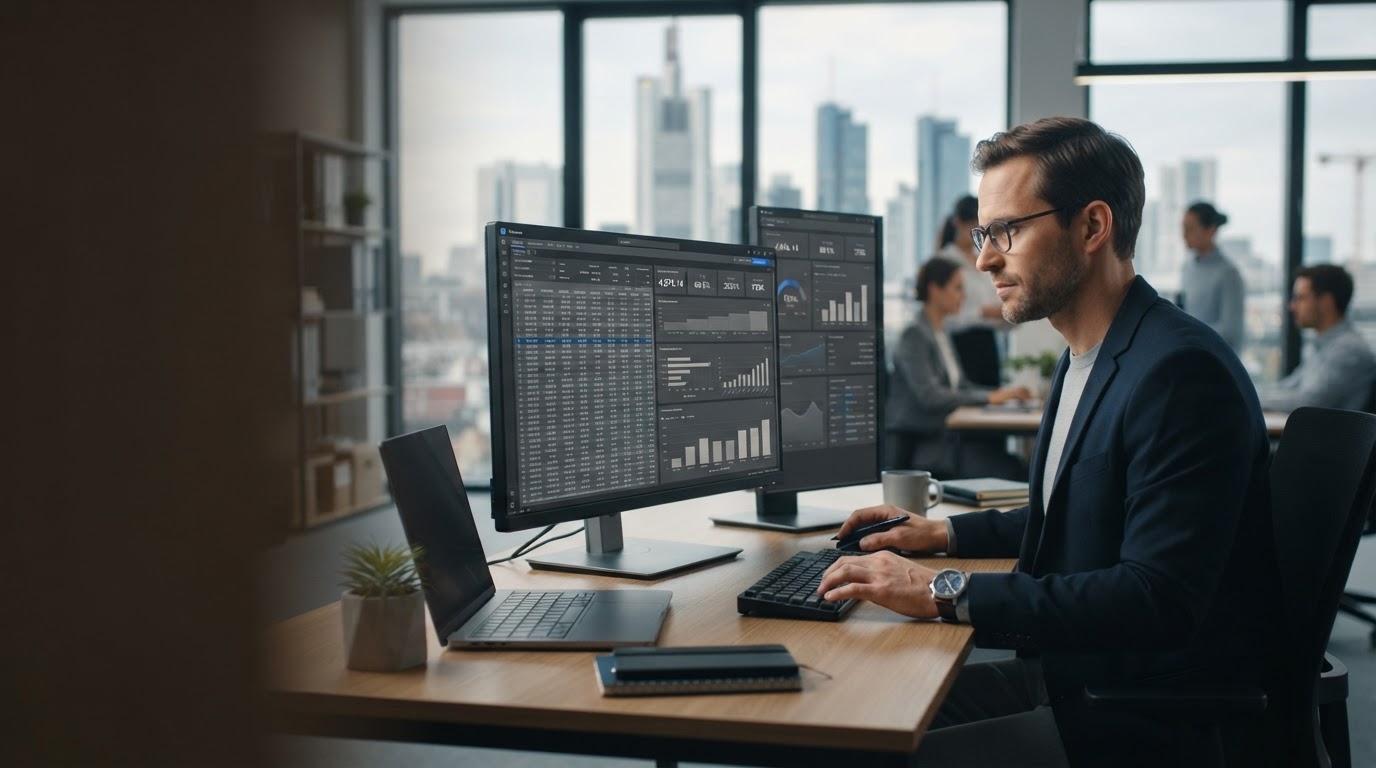 Accruewell Data data terminal displaying portfolio analysis charts